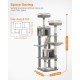 PETEPELA 180 cm Large Multi-Level Cat Tree for Large Cats, with 6 Sisal Columns, 2 Scratching Boards, 2 Platforms, 1 Hammock, 2 Play Balls, Plush Fabric, Grey PETEPELA 180 cm Large Multi-Level Cat Tree for Large Cats, with 6 Sisal Columns, 2 Scratching Boards, 2 Platforms, 1 Hammock, 2 Play Balls, Plush Fabric, Grey