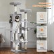 PETEPELA 180 cm Large Multi-Level Cat Tree for Large Cats, with 6 Sisal Columns, 2 Scratching Boards, 2 Platforms, 1 Hammock, 2 Play Balls, Plush Fabric, Grey PETEPELA 180 cm Large Multi-Level Cat Tree for Large Cats, with 6 Sisal Columns, 2 Scratching Boards, 2 Platforms, 1 Hammock, 2 Play Balls, Plush Fabric, Grey