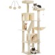 PETEPELA 180 cm Large Multi-Level Cat Tree for Large Cats, with 6 Sisal Columns, 2 Scratching Boards, 2 Platforms, 1 Hammock, 2 Play Balls, Plush Fabric, Grey PETEPELA 180 cm Large Multi-Level Cat Tree for Large Cats, with 6 Sisal Columns, 2 Scratching Boards, 2 Platforms, 1 Hammock, 2 Play Balls, Plush Fabric, Grey