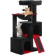 PETEPELA Cat Scratching Post 104 cm with 2 Spacious Caves for Indoor Cats, Cat House with Comfortable Hammock, Padded Perch, Scratching Pad and Removable Play Ball, Black PETEPELA Cat Scratching Post 104 cm with 2 Spacious Caves for Indoor Cats, Cat House with Comfortable Hammock, Padded Perch, Scratching Pad and Removable Play Ball, Black