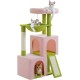 PETEPELA Cat Scratching Post 104 cm with 2 Spacious Caves for Indoor Cats, Cat House with Comfortable Hammock, Padded Perch, Scratching Pad and Removable Play Ball, Black PETEPELA Cat Scratching Post 104 cm with 2 Spacious Caves for Indoor Cats, Cat House with Comfortable Hammock, Padded Perch, Scratching Pad and Removable Play Ball, Black