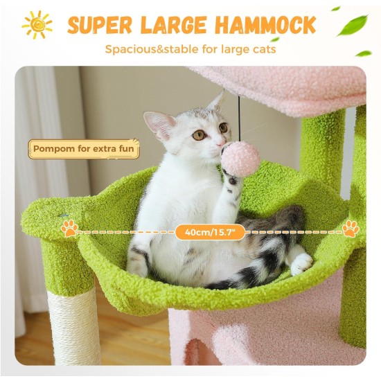 PETEPELA Cat Scratching Post 104 cm with 2 Spacious Caves for Indoor Cats, Cat House with Comfortable Hammock, Padded Perch, Scratching Pad and Removable Play Ball, Black PETEPELA Cat Scratching Post 104 cm with 2 Spacious Caves for Indoor Cats, Cat House with Comfortable Hammock, Padded Perch, Scratching Pad and Removable Play Ball, Black