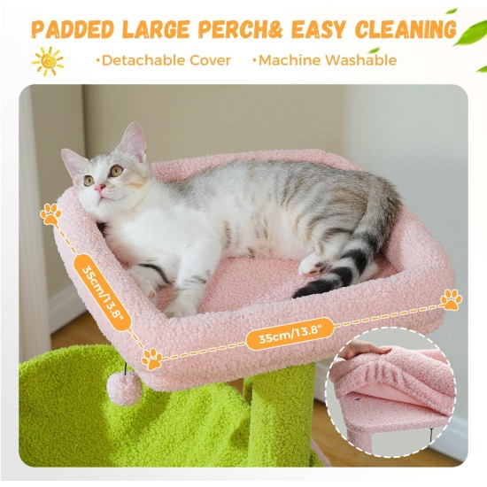 PETEPELA Cat Scratching Post 104 cm with 2 Spacious Caves for Indoor Cats, Cat House with Comfortable Hammock, Padded Perch, Scratching Pad and Removable Play Ball, Black PETEPELA Cat Scratching Post 104 cm with 2 Spacious Caves for Indoor Cats, Cat House with Comfortable Hammock, Padded Perch, Scratching Pad and Removable Play Ball, Black