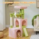 PETEPELA Cat Scratching Post 104 cm with 2 Spacious Caves for Indoor Cats, Cat House with Comfortable Hammock, Padded Perch, Scratching Pad and Removable Play Ball, Black PETEPELA Cat Scratching Post 104 cm with 2 Spacious Caves for Indoor Cats, Cat House with Comfortable Hammock, Padded Perch, Scratching Pad and Removable Play Ball, Black