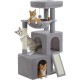 PETEPELA Cat Scratching Post 104 cm with 2 Spacious Caves for Indoor Cats, Cat House with Comfortable Hammock, Padded Perch, Scratching Pad and Removable Play Ball, Black PETEPELA Cat Scratching Post 104 cm with 2 Spacious Caves for Indoor Cats, Cat House with Comfortable Hammock, Padded Perch, Scratching Pad and Removable Play Ball, Black