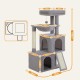 PETEPELA Cat Scratching Post 104 cm with 2 Spacious Caves for Indoor Cats, Cat House with Comfortable Hammock, Padded Perch, Scratching Pad and Removable Play Ball, Black PETEPELA Cat Scratching Post 104 cm with 2 Spacious Caves for Indoor Cats, Cat House with Comfortable Hammock, Padded Perch, Scratching Pad and Removable Play Ball, Black