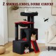 PETEPELA Cat Scratching Post 104 cm with 2 Spacious Caves for Indoor Cats, Cat House with Comfortable Hammock, Padded Perch, Scratching Pad and Removable Play Ball, Black PETEPELA Cat Scratching Post 104 cm with 2 Spacious Caves for Indoor Cats, Cat House with Comfortable Hammock, Padded Perch, Scratching Pad and Removable Play Ball, Black