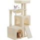 PETEPELA Cat Scratching Post 104 cm with 2 Spacious Caves for Indoor Cats, Cat House with Comfortable Hammock, Padded Perch, Scratching Pad and Removable Play Ball, Black PETEPELA Cat Scratching Post 104 cm with 2 Spacious Caves for Indoor Cats, Cat House with Comfortable Hammock, Padded Perch, Scratching Pad and Removable Play Ball, Black