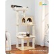 PETEPELA Cat Tree Wooden Scratching Post 143 cm Modern Cat Scratching Post with Larger Hammock Top Bed Full Sisal Rope Column Beige PETEPELA Cat Tree Wooden Scratching Post 143 cm Modern Cat Scratching Post with Larger Hammock Top Bed Full Sisal Rope Column Beige