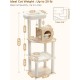 PETEPELA Cat Tree Wooden Scratching Post 143 cm Modern Cat Scratching Post with Larger Hammock Top Bed Full Sisal Rope Column Beige PETEPELA Cat Tree Wooden Scratching Post 143 cm Modern Cat Scratching Post with Larger Hammock Top Bed Full Sisal Rope Column Beige