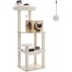 PETEPELA Wooden Cat Scratching Post 143 cm Modern Cat Scratching Post with Larger Hammock Top Bed Full Sisal Rope Column PETEPELA Wooden Cat Scratching Post 143 cm Modern Cat Scratching Post with Larger Hammock Top Bed Full Sisal Rope Column