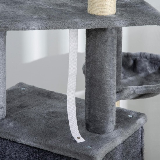PawHut Activity Scratching Posts Cat Tower Cat Scratching Post Activity Centre Multifunctional Play Ball Hanging Ball Cave Platforms Grey PawHut Activity Scratching Posts Cat Tower Cat Scratching Post Activity Centre Multifunctional Play Ball Hanging Ball Cave Platforms Grey