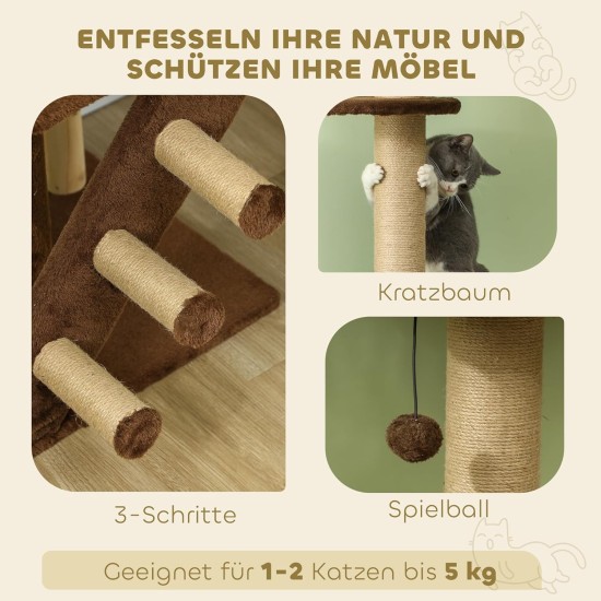 PawHut Ceiling High Cat Scratching Post 225-265 cm Cat Scratching Post with Cat Cave, Scratching Posts, Play Ball, Cat Furniture with Tilt Protection, Brown PawHut Ceiling High Cat Scratching Post 225-265 cm Cat Scratching Post with Cat Cave, Scratching Posts, Play Ball, Cat Furniture with Tilt Protection, Brown