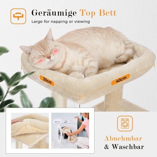 Petepela Cat Tree, Scratching Post, Cat Furniture with Sisal Rope, Plush Lounger, Hollow Playhouse, Toy for Cats, Grey Petepela Cat Tree, Scratching Post, Cat Furniture with Sisal Rope, Plush Lounger, Hollow Playhouse, Toy for Cats, Grey