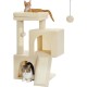 Petepela Cat Tree, Scratching Post, Cat Furniture with Sisal Rope, Plush Lounger, Hollow Playhouse, Toy for Cats, Grey Petepela Cat Tree, Scratching Post, Cat Furniture with Sisal Rope, Plush Lounger, Hollow Playhouse, Toy for Cats, Grey