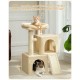 Petepela Cat Tree, Scratching Post, Cat Furniture with Sisal Rope, Plush Lounger, Hollow Playhouse, Toy for Cats, Grey Petepela Cat Tree, Scratching Post, Cat Furniture with Sisal Rope, Plush Lounger, Hollow Playhouse, Toy for Cats, Grey