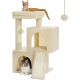 Petepela Cat Tree, Scratching Post, Cat Furniture with Sisal Rope, Plush Lounger, Hollow Playhouse, Toy for Cats, Grey Petepela Cat Tree, Scratching Post, Cat Furniture with Sisal Rope, Plush Lounger, Hollow Playhouse, Toy for Cats, Grey
