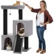 Petepela Cat Tree, Scratching Post, Cat Furniture with Sisal Rope, Plush Lounger, Hollow Playhouse, Toy for Cats, Grey Petepela Cat Tree, Scratching Post, Cat Furniture with Sisal Rope, Plush Lounger, Hollow Playhouse, Toy for Cats, Grey
