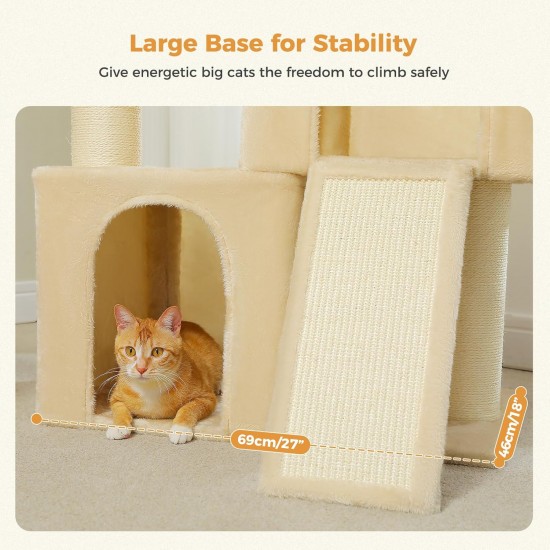 Petepela Cat Tree, Scratching Post, Cat Furniture with Sisal Rope, Plush Lounger, Hollow Playhouse, Toy for Cats, Grey Petepela Cat Tree, Scratching Post, Cat Furniture with Sisal Rope, Plush Lounger, Hollow Playhouse, Toy for Cats, Grey
