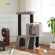 Petepela Cat Tree, Scratching Post, Cat Furniture with Sisal Rope, Plush Lounger, Hollow Playhouse, Toy for Cats, Grey Petepela Cat Tree, Scratching Post, Cat Furniture with Sisal Rope, Plush Lounger, Hollow Playhouse, Toy for Cats, Grey