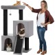 Petepela Cat Tree, Scratching Post, Cat Furniture with Sisal Rope, Plush Lounger, Hollow Playhouse, Toy for Cats, Grey Petepela Cat Tree, Scratching Post, Cat Furniture with Sisal Rope, Plush Lounger, Hollow Playhouse, Toy for Cats, Grey