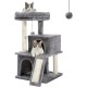 Petepela Cat Tree, Scratching Post, Cat Furniture with Sisal Rope, Plush Lounger, Hollow Playhouse, Toy for Cats, Grey Petepela Cat Tree, Scratching Post, Cat Furniture with Sisal Rope, Plush Lounger, Hollow Playhouse, Toy for Cats, Grey