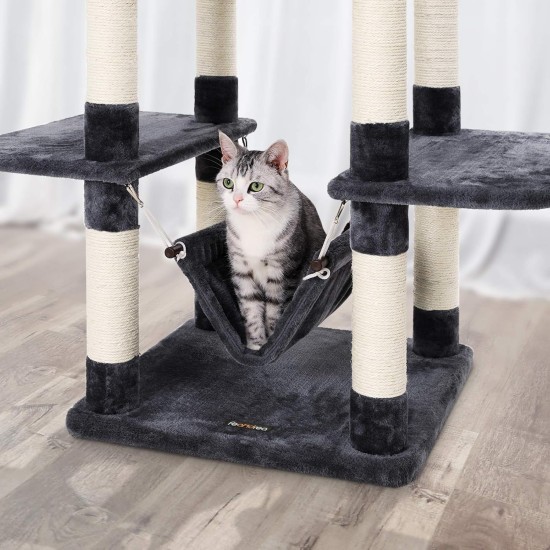 SONGMICS XXL Climbing Tree Scratching Post with Hammock Cave Play Sisal 154 cm, beige SONGMICS XXL Climbing Tree Scratching Post with Hammock Cave Play Sisal 154 cm, beige