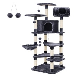 Songmics PCT17G XXL Cat Scratching Climbing Post with Multiple Levels Height 165 cm Smoke Grey