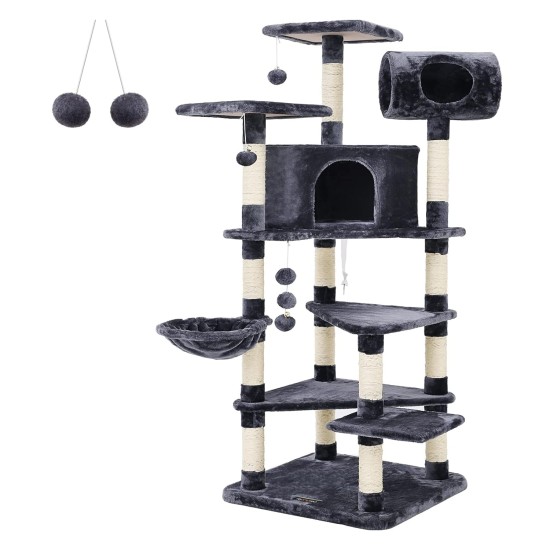 Songmics PCT17G XXL Cat Scratching Climbing Post with Multiple Levels Height 165 cm Smoke Grey Songmics PCT17G XXL Cat Scratching Climbing Post with Multiple Levels Height 165 cm Smoke Grey