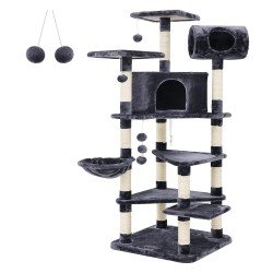 Songmics PCT17G XXL Cat Scratching Climbing Post with Multiple Levels Height 165 cm Smoke Grey