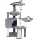 TINWEI Cat Tree with Cat Hut and Two Hammocks, Grey TINWEI Cat Tree with Cat Hut and Two Hammocks, Grey