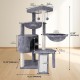 TINWEI Cat Tree with Cat Hut and Two Hammocks, Grey TINWEI Cat Tree with Cat Hut and Two Hammocks, Grey