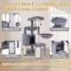 TINWEI Cat Tree with Cat Hut and Two Hammocks, Grey TINWEI Cat Tree with Cat Hut and Two Hammocks, Grey