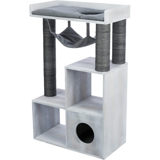 TRIXIE Cat Climbing Cave Scratching Tree with Shelf Function, 72 x 110 x 38 cm, Grey 44712 TRIXIE Cat Climbing Cave Scratching Tree with Shelf Function, 72 x 110 x 38 cm, Grey 44712