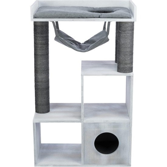TRIXIE Cat Climbing Cave Scratching Tree with Shelf Function, 72 x 110 x 38 cm, Grey 44712 TRIXIE Cat Climbing Cave Scratching Tree with Shelf Function, 72 x 110 x 38 cm, Grey 44712