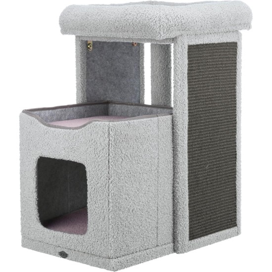 TRIXIE Junior Carlita Cat Tree 63 cm in Grey/Lilac - Small Cat Tree on 2 Levels with Cat Cave, Cat House with Scratching and Sleeping Option - Cosy & Stable - 44441 TRIXIE Junior Carlita Cat Tree 63 cm in Grey/Lilac - Small Cat Tree on 2 Levels with Cat Cave, Cat House with Scratching and Sleeping Option - Cosy & Stable - 44441