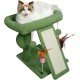 TWDEPART Cat Scratching Post for Indoor Cats, Activity Centre, Climbing Tree, Cat Furniture with Playful Toy Balls, Green