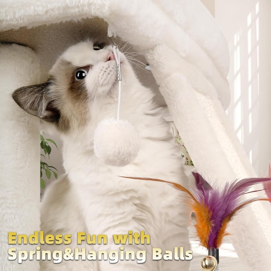TWDEPART Cat Scratching Post for Indoor Cats, Activity Centre, Climbing Tree, Cat Furniture with Playful Toy Balls, Green TWDEPART Cat Scratching Post for Indoor Cats, Activity Centre, Climbing Tree, Cat Furniture with Playful Toy Balls, Green