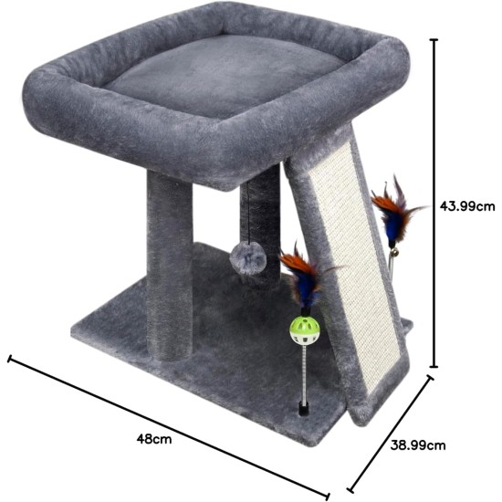 TWDEPART Cat Scratching Post for Indoor Cats, Activity Centre, Climbing Tree, Cat Furniture with Playful Toy Balls, Green TWDEPART Cat Scratching Post for Indoor Cats, Activity Centre, Climbing Tree, Cat Furniture with Playful Toy Balls, Green