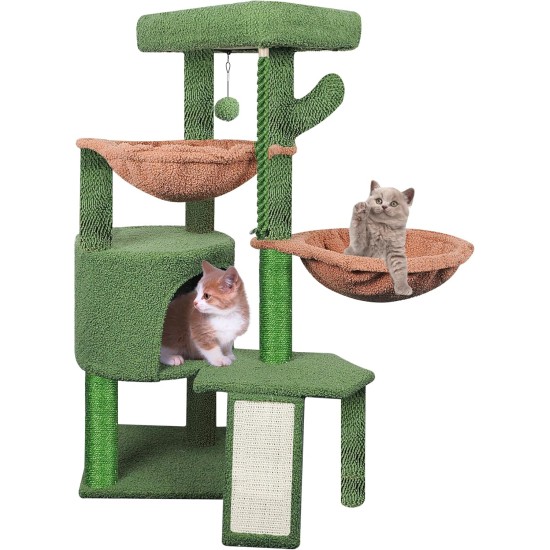 TWDEPART Cat Scratching Post with Activity Centre, 95 cm Climbing Tree Cat Toy with Toy Balls, Green TWDEPART Cat Scratching Post with Activity Centre, 95 cm Climbing Tree Cat Toy with Toy Balls, Green