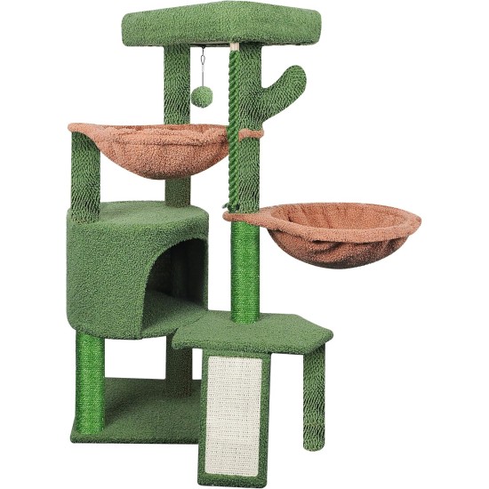 TWDEPART Cat Scratching Post with Activity Centre, 95 cm Climbing Tree Cat Toy with Toy Balls, Green TWDEPART Cat Scratching Post with Activity Centre, 95 cm Climbing Tree Cat Toy with Toy Balls, Green