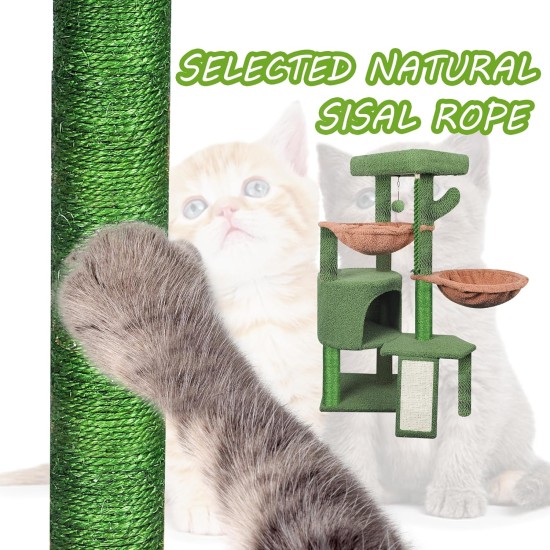 TWDEPART Cat Scratching Post with Activity Centre, 95 cm Climbing Tree Cat Toy with Toy Balls, Green TWDEPART Cat Scratching Post with Activity Centre, 95 cm Climbing Tree Cat Toy with Toy Balls, Green
