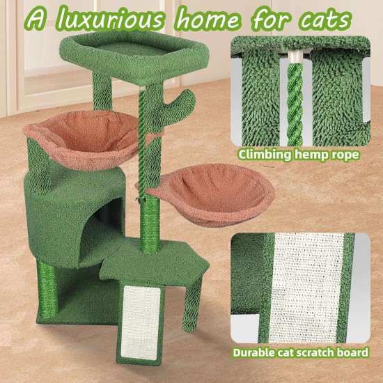 TWDEPART Cat Scratching Post with Activity Centre, 95 cm Climbing Tree Cat Toy with Toy Balls, Green TWDEPART Cat Scratching Post with Activity Centre, 95 cm Climbing Tree Cat Toy with Toy Balls, Green