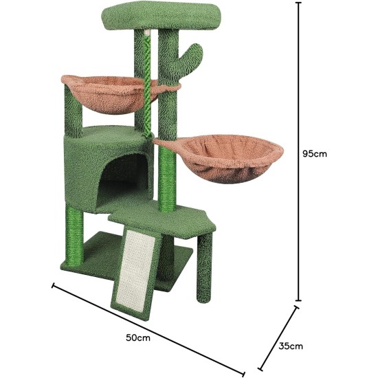 TWDEPART Cat Scratching Post with Activity Centre, 95 cm Climbing Tree Cat Toy with Toy Balls, Green TWDEPART Cat Scratching Post with Activity Centre, 95 cm Climbing Tree Cat Toy with Toy Balls, Green