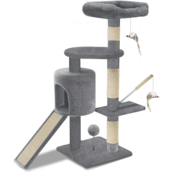 VOUNOT Kratzbaum Katzenbaum Groß XXL , Stabiler Katzenkratzbaum mit Katzenhöhle, Sisal Säule, Plattformen, Raumkapsel, 138cm, Grau VOUNOT Kratzbaum Katzenbaum Groß XXL , Stabiler Katzenkratzbaum mit Katzenhöhle, Sisal Säule, Plattformen, Raumkapsel, 138cm, Grau