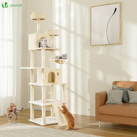 VOUNOT Kratzbaum Katzenbaum Groß XXL , Stabiler Katzenkratzbaum mit Katzenhöhle, Sisal Säule, Plattformen, Raumkapsel, 138cm, Grau VOUNOT Kratzbaum Katzenbaum Groß XXL , Stabiler Katzenkratzbaum mit Katzenhöhle, Sisal Säule, Plattformen, Raumkapsel, 138cm, Grau