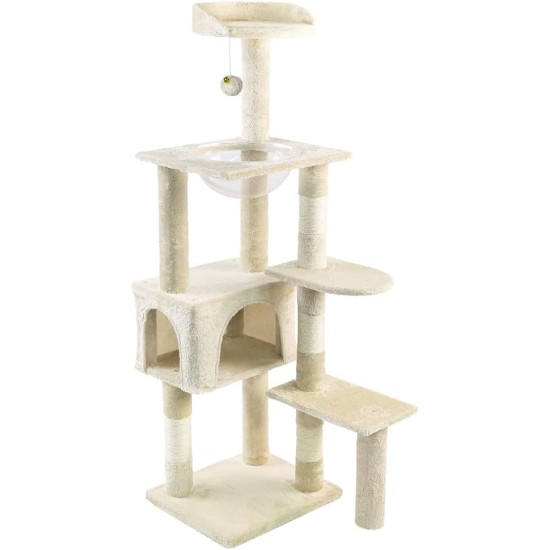 VOUNOT Kratzbaum Katzenbaum Groß XXL , Stabiler Katzenkratzbaum mit Katzenhöhle, Sisal Säule, Plattformen, Raumkapsel, 138cm, Grau VOUNOT Kratzbaum Katzenbaum Groß XXL , Stabiler Katzenkratzbaum mit Katzenhöhle, Sisal Säule, Plattformen, Raumkapsel, 138cm, Grau