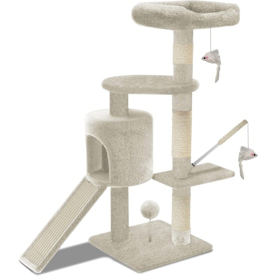VOUNOT Kratzbaum Katzenbaum Groß XXL , Stabiler Katzenkratzbaum mit Katzenhöhle, Sisal Säule, Plattformen, Raumkapsel, 138cm, Grau VOUNOT Kratzbaum Katzenbaum Groß XXL , Stabiler Katzenkratzbaum mit Katzenhöhle, Sisal Säule, Plattformen, Raumkapsel, 138cm, Grau