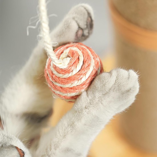 Wooden Cat Toy, 5 in 1 Cat Toy, Cat Sisal Rope Scratching Post with Hanging Ball, Suitable for Small to Medium Cats Wooden Cat Toy, 5 in 1 Cat Toy, Cat Sisal Rope Scratching Post with Hanging Ball, Suitable for Small to Medium Cats