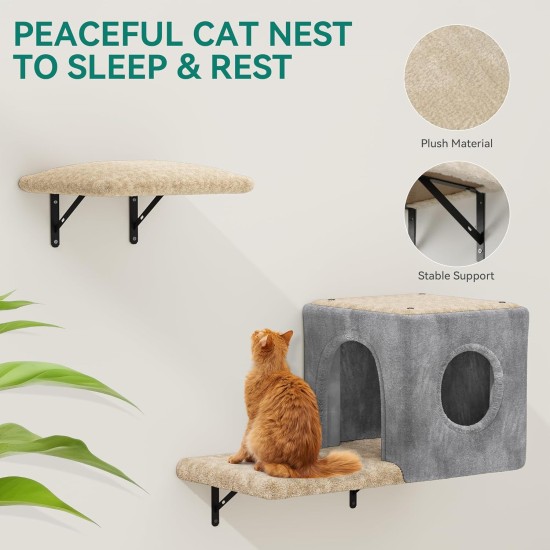 YITAHOME 11-Piece Stable Climbing Wall Cat Set Made of Flannel, Cat Furniture with Cat House, Cat Scratching Board, Cat Hanging Bridge, Cat Bed, Sisal Column for Cats, Sleeping, Playing, Lounging YITAHOME 11-Piece Stable Climbing Wall Cat Set Made of Flannel, Cat Furniture with Cat House, Cat Scratching Board, Cat Hanging Bridge, Cat Bed, Sisal Column for Cats, Sleeping, Playing, Lounging